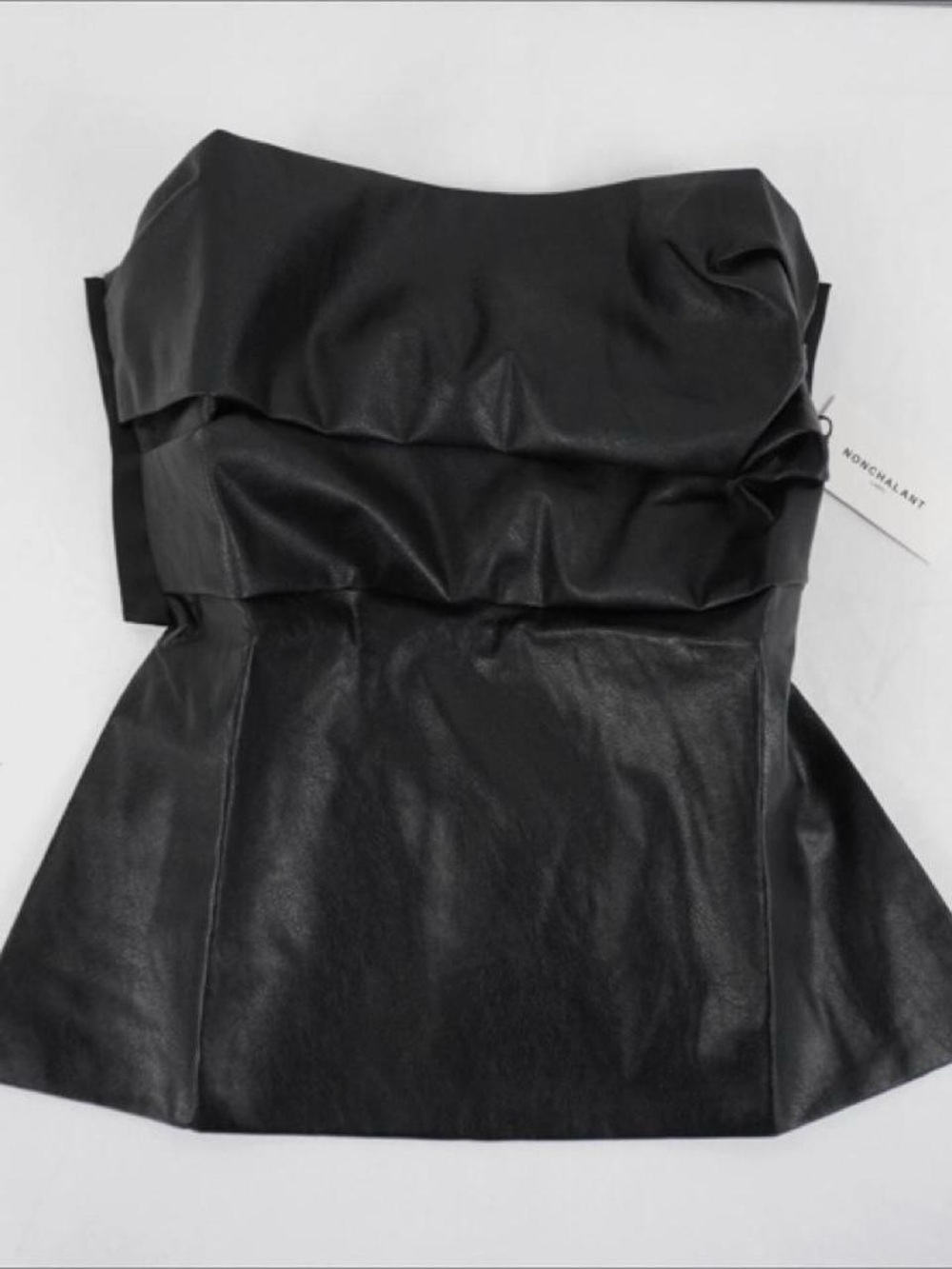 NONchalant Black Strapless Leather Tube Top Crop Top size XS